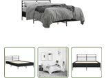 The Living Store Struttura Letto Nera 135X190 Cm In Legno E Metallo