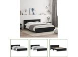 The Living Store Struttura Letto Con Testiera Nera 140X190 Cm