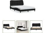 The Living Store Struttura Letto Con Testiera Nera 140X200 Cm In Ecopelle