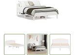 The Living Store Letto In Legno Massiccio Con Testiera Bianco 120X190 Cm Pino