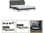 The Living Store Struttura Letto Con Tessuto Led Grigio Scuro 180X200 Cm