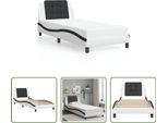 The Living Store Struttura Letto Con Testiera Bianca E Nera 90X190 Cm In Ecopelle