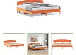 The Living Store Letto In Legno Massiccio Con Testiera Marrone Cera 200X200 Cm Pino