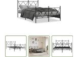 The Living Store Struttura Letto Con Testiera E Pediera In Metallo Nero 120X190 Cm