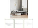 The Living Store Struttura Letto Con Testiera E Pediera In Metallo Bianco 135X190 Cm