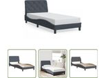 The Living Store Struttura Letto Con Testiera Grigio Scuro 90X200 Cm In Velluto