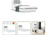 The Living Store Struttura Letto Con Testiera E Luci Led Bianche 75X190 Cm