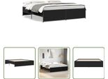 The Living Store Struttura Letto Nera 200X200 Cm In Legno E Metallo