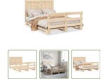 The Living Store Letto In Legno Massiccio Con Testiera 140X200 Cm In Pino