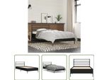 The Living Store Struttura Letto Nera 100X200 Cm In Legno E Metallo
