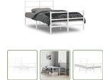 The Living Store Struttura Letto Con Testiera E Pediera In Metallo Bianco 120X200 Cm