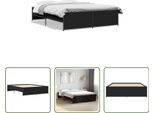 The Living Store Struttura Letto Nera 160X200 Cm In Legno E Metallo