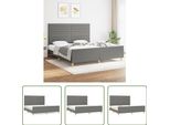 The Living Store Struttura Letto Con Testiera In Tessuto Grigio Scuro 180X200 Cm