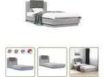 The Living Store Struttura Letto Con Testiera E Luci Led Grigio Sonoma 100X200Cm