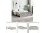The Living Store Struttura Letto Con Testiera E Pediera Grey Sonoma 135X190 Cm