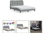 The Living Store Struttura Letto Con Tessuto Led Grigio Chiaro 140X200 Cm