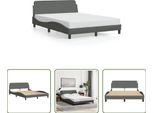 The Living Store Struttura Letto Con Testiera In Tessuto Grigio Scuro 140X200 Cm