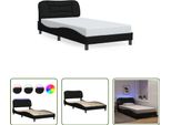 The Living Store Struttura Letto Con Led In Tessuto Nero 100X200 Cm