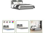 The Living Store Struttura Letto Con Testiera E Luci Led Grigio Sonoma 120X200Cm
