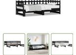 The Living Store Letto Da Giorno Allungabile Nero 2X(80X200) Cm In Legno Di Pino Massiccio