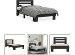 The Living Store Struttura Letto Nera 75X190 Cm In Legno E Metallo