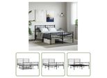 The Living Store Struttura Letto Con Testiera E Pediera In Metallo Nero 150X200 Cm