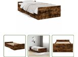 The Living Store Struttura Letto Con Cassetti In Rovere Fumé 75X190 Cm Materiale Legno