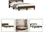 The Living Store Struttura Letto Con Testiera In Rovere Marrone 140X190 Cm