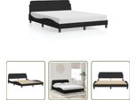 The Living Store Struttura Letto Con Testiera Nera 160X200 Cm In Velluto