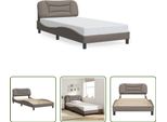 The Living Store Struttura Letto Con Testiera In Tessuto Taupe 100X200 Cm