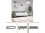The Living Store Letto Da Giorno Con Materasso Grigio Chiaro 100X200 Cm In Velluto