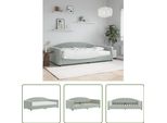 The Living Store Letto Da Giorno Con Materasso Grigio Chiaro 100X200 Cm In Velluto
