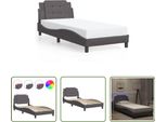 The Living Store Struttura Letto Con Led Grigio 90X190 Cm In Ecopelle