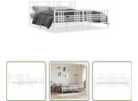 The Living Store Struttura Letto Con Testiera E Pediera In Metallo Bianco 183X213 Cm