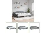 The Living Store Letto Da Giorno Allungabile Con Materasso Grigio Chiaro 80X200 Cm In Tessuto