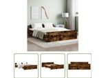 The Living Store Giroletto Con Testiera E Pediera In Rovere Fumé 160X200 Cm