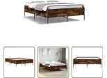 The Living Store Struttura Letto In Rovere Fumé 120X190 Cm In Legno E Metallo