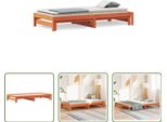 The Living Store Letto Da Giorno Allungabile Marrone Cera 90X200 Cm In Legno Di Pino Massiccio