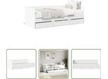 The Living Store Letto Da Giorno Con Cassetti Bianco 90X200 Cm Materiale Legno