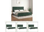 The Living Store Struttura Letto Con Testiera In Velluto Verde Scuro 200X200 Cm