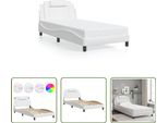 The Living Store Struttura Letto Con Led Bianco 100X200 Cm In Ecopelle