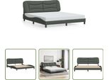 The Living Store Struttura Letto Con Testiera In Tessuto Grigio Scuro 180X200 Cm