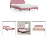 The Living Store Struttura Letto Con Testiera Rosa 160X200 Cm In Velluto
