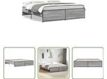 The Living Store Struttura Letto Grigio Sonoma 180X200 Cm In Legno E Metallo
