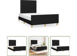 The Living Store Struttura Letto Con Testiera Nera 120X190 Cm In Tessuto