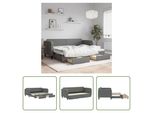 The Living Store Letto Da Giorno Allungabile Con Cassetti Grigio Scuro 80X200 Cm Tessuto