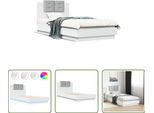 The Living Store Struttura Letto Con Testiera E Luci Led Bianche 90X190 Cm