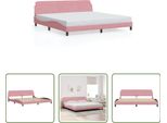 The Living Store Struttura Letto Con Testiera Rosa 200X200 Cm In Velluto