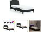 The Living Store Struttura Letto Con Led Nero 100X200 Cm In Ecopelle