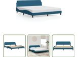 The Living Store Struttura Letto Con Testiera Blu 180X200 Cm In Velluto